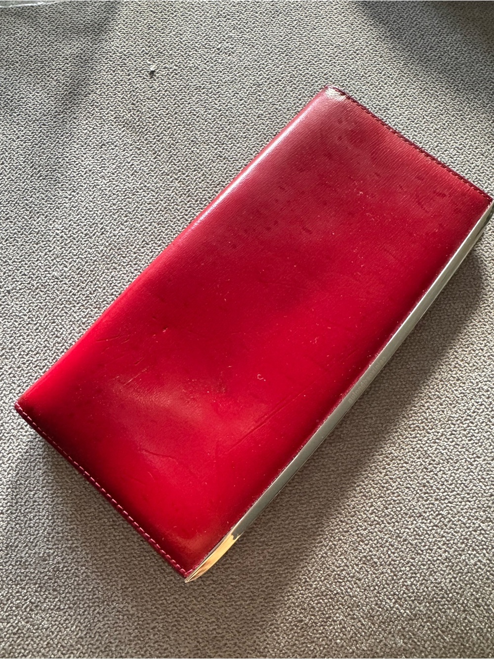 Sleek Red Leather Long Wallet